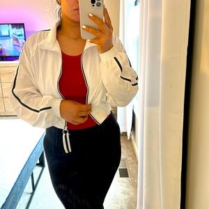 Cropped white windbreaker jacket